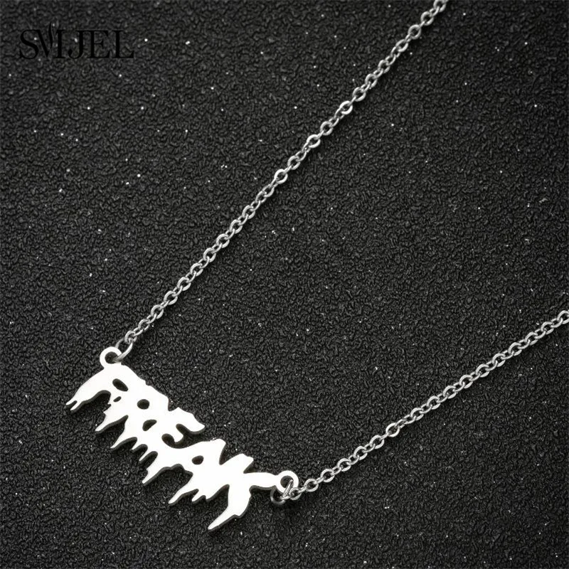 

Punk Hip Pop Letter Necklace Choker Vintage Irregular Words Pendant Necklace Fashion Jewelry for Women Men Rock Freak Word Gift