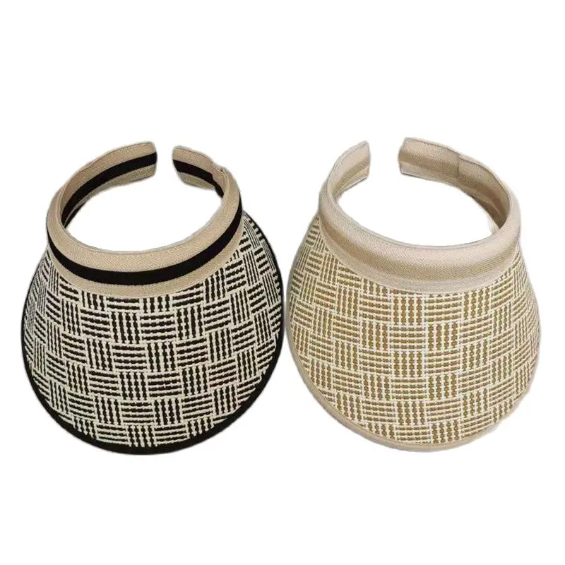 

Summer women ladies Casual beach visor hat Female lined Large brim Sun hat Sunscreen caps Hair hoop caps