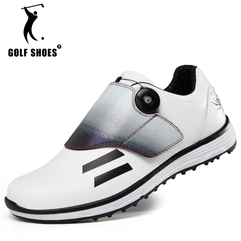 

Мужская обувь для гольфа, белая, для улицы, с быстрой шнуровкой, мужские удобные мужские прогулочные туфли, брендовая спортивная обувь