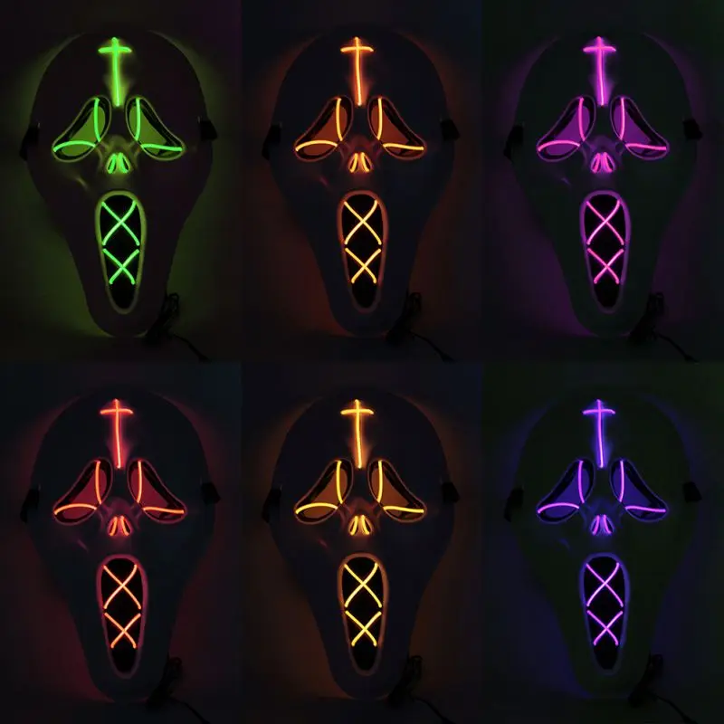 Неоновая маска светодиодный светильник Вечерние Маски светящиеся EL The Purge год