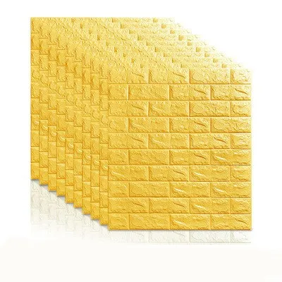 Bright yellow 70*77 3D наклейки в виде кирпичной стены DIY самоклеящийся Декор Пена водонепроницаемые обои настенные для ТВ фон дети гостиная - Color: Bright yellow