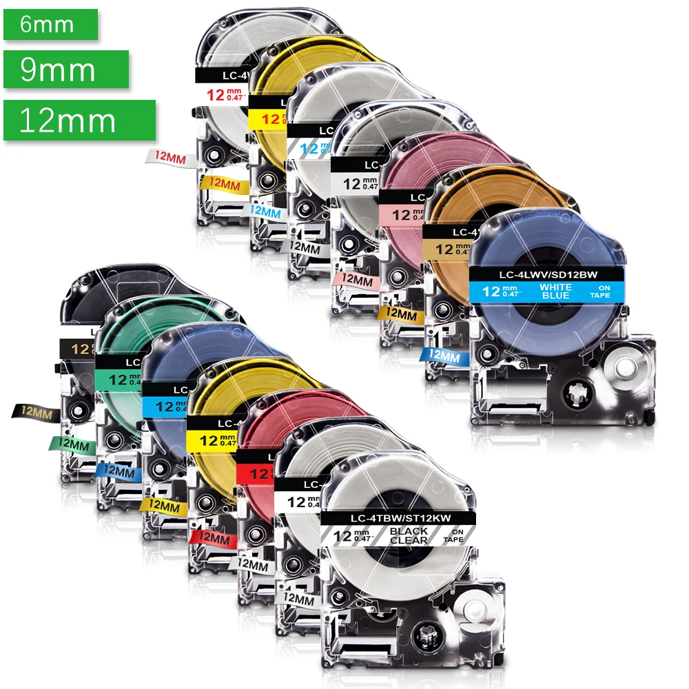 6/9/12/18/24 мм лента для маркировки SS12KW ST9KW ST6KW ST18KW ST24KW совместимый EPSON king Джим LW 300 400 600P