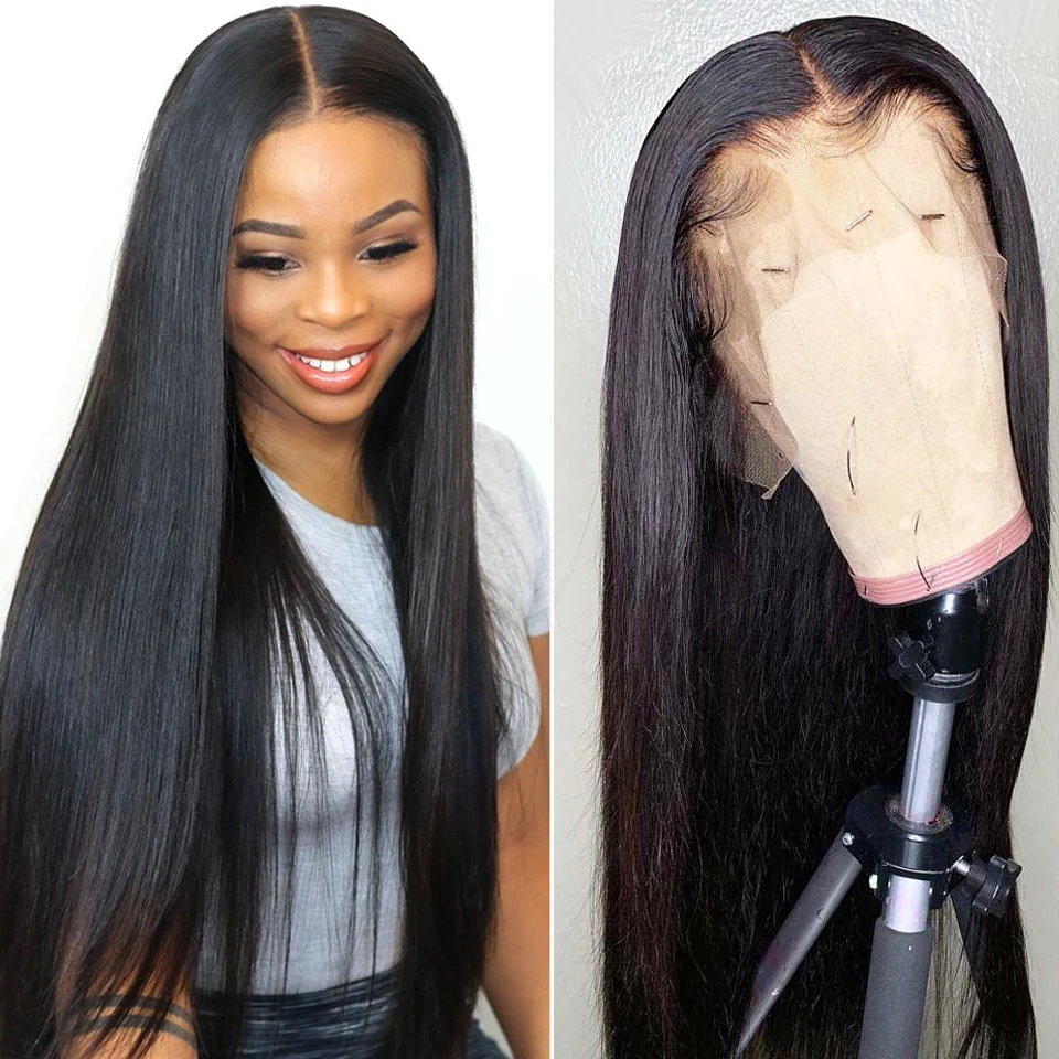 

Great Grace 14-28Inch 13x1 T Part Straight Human Hair Wig For Women Pre Plucked Peruvian Hair Remy HD Transparent Swiss Lace Wig