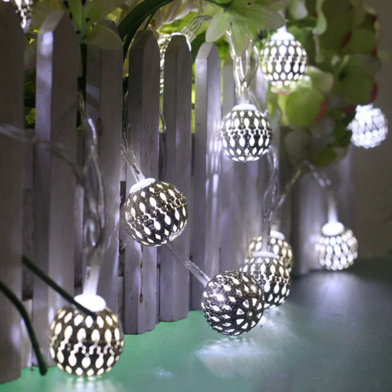 Серебряный цвет полый шар 10/20 Led 1 2/2 5 м светодиодная гирлянда для свадебной