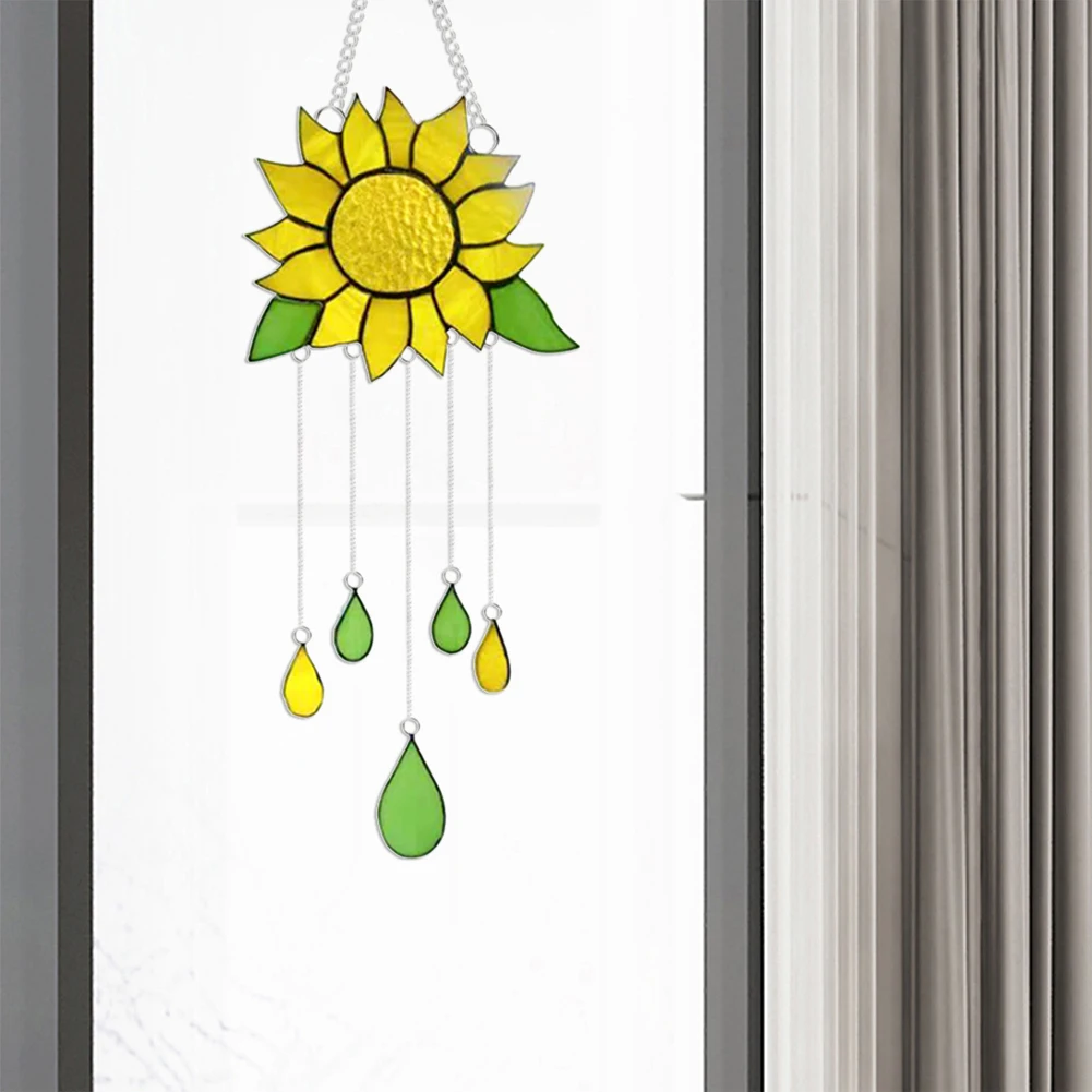 Подвеска с эмалью в виде подсолнуха акриловые ветряные колокольчики подвесное