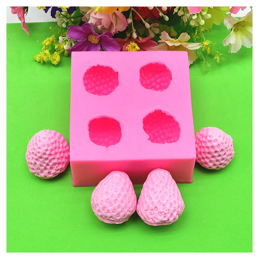 3D клубника силиконовый помадной форма для льда Форма свадебного торта украшения