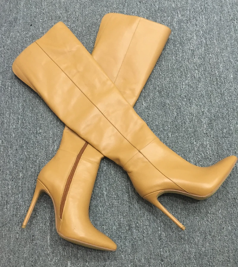 

Suede Sexy Pointed Toe Stiletto Full Cowhide High Heel Over the Knee Boots Women's Colorful Side Zipper Winter Warm Long Boots