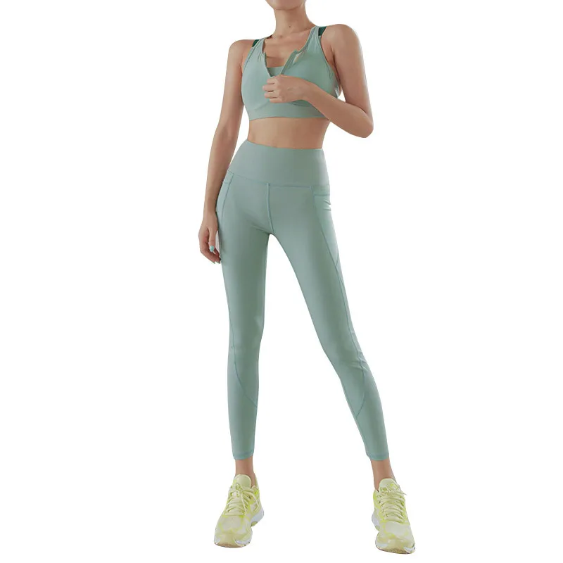 

202 New Popular Yoga Suit Two Pieces Sports Dance Shock-Proof Peach Hip Tight Pants Generation Hair