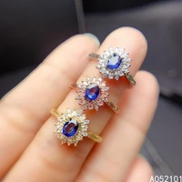 kjjeaxcmy fine jewelry s925 sterling silver inlaid natural sapphire girl trendy ring support test chinese style hot selling