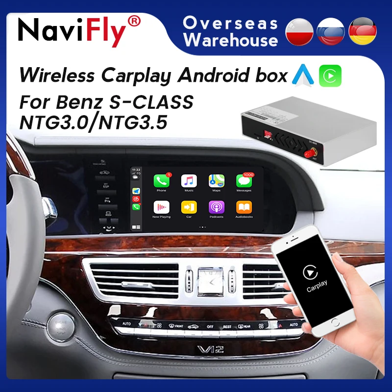 

2021"Android Auto Wireless Apple CarPlay Interface box for Mercedes Benz S-CLASS NTG3.0/NTG3.5 with Mirror Link AirPlay