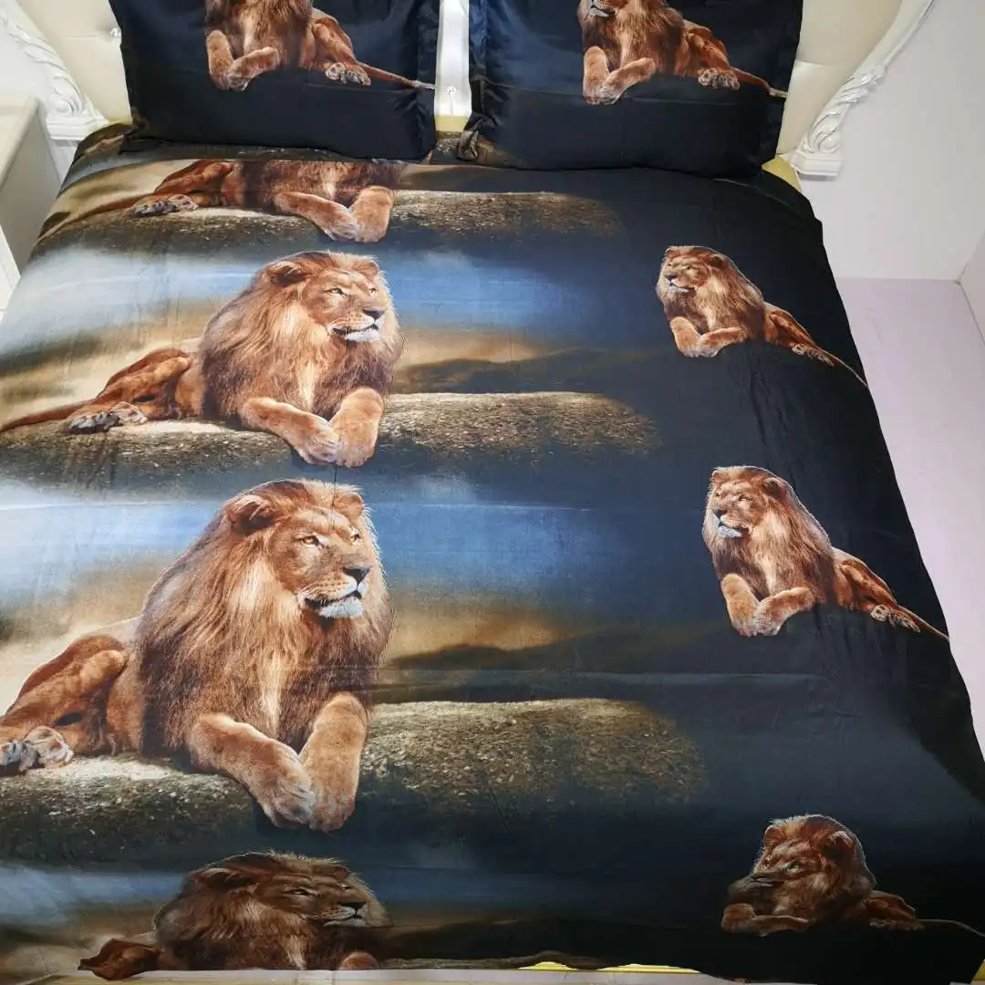 Горячий Стиль Вращающийся Трафаретный принт Лев 100% полиэстер комплект