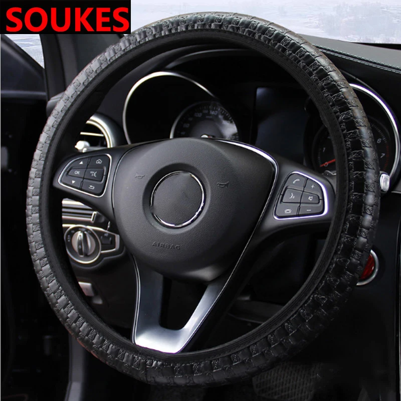 Чехол для руля 38 см из кожи и нетканого материала Audi A4 B7 B5 A6 Q5 Honda Civic 2006 2011 подходит