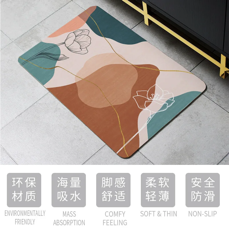 Nano Diatom Mud Soft Mat Bathroom Diatomaceous Earth Absorbent Foot Non-slip Quick-drying Kitchen | Дом и сад