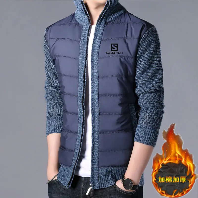 2019 новый мужской осенний сшитый свитер кардиган Повседневный трикотажные