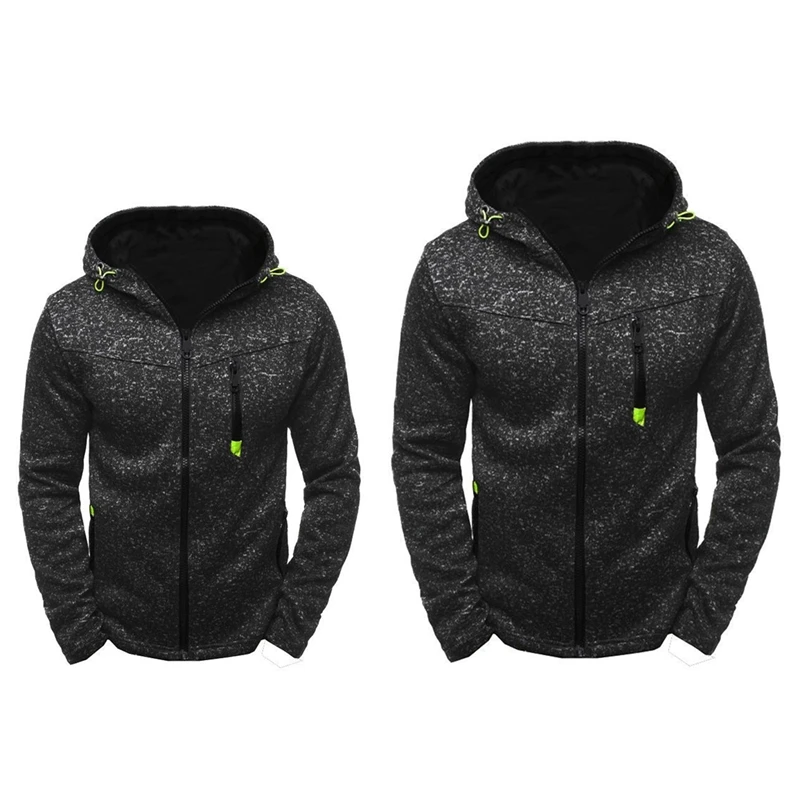 

2 шт., мужская флисовая толстовка с капюшоном, на молнии