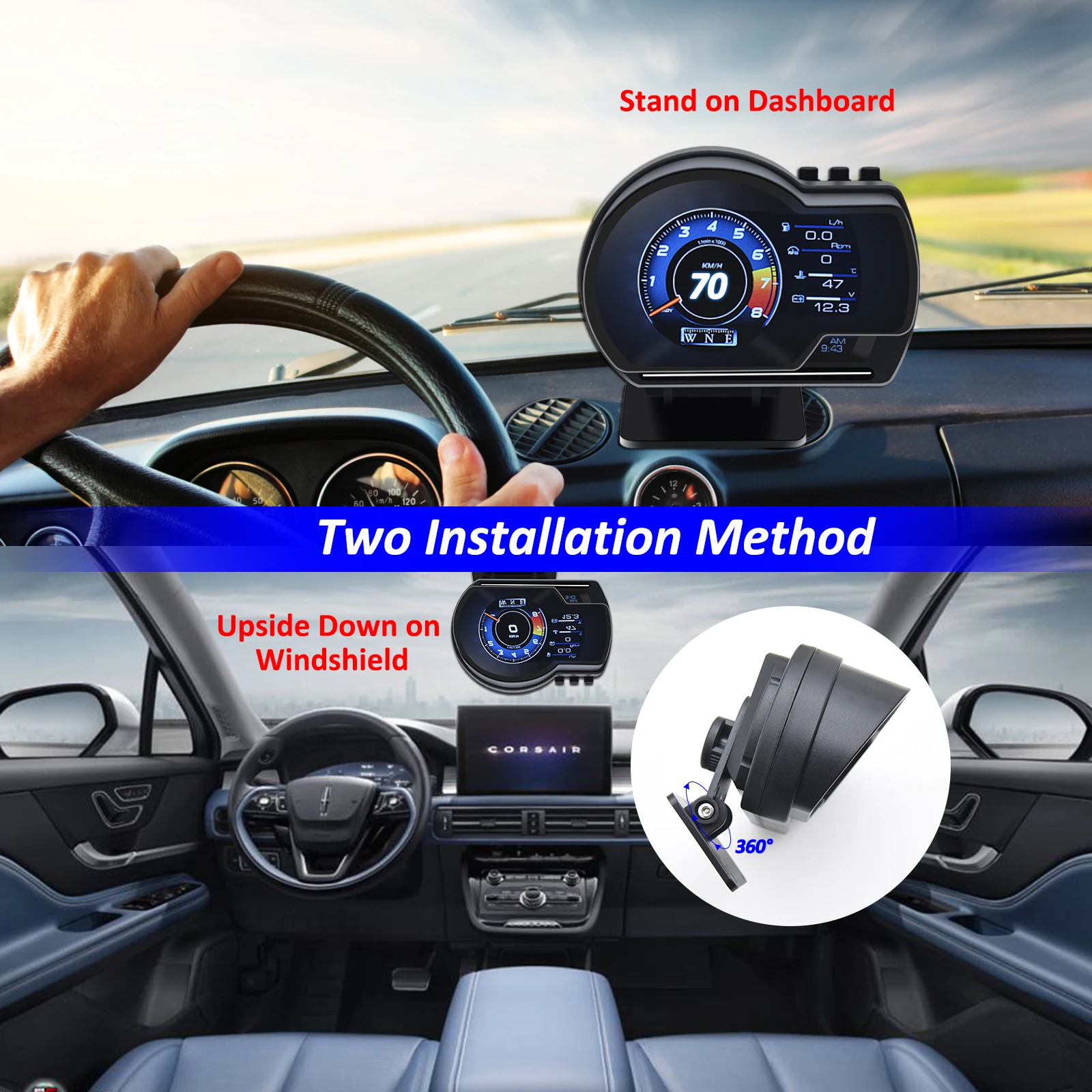 2021 новейший HUD OBD2 + GPS Двойная Система Автомобильный дисплей с отображением