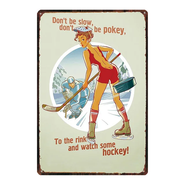 Русский спортивный стиль девушка сексуальная леди металлический жестяной знак