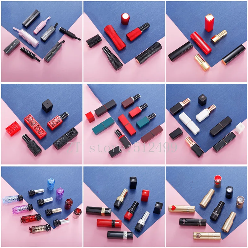 

10/30/50pcs Black Gold Red Heart Pink Tassel Bullet Magnetic Buckle Marble Empty Beauty Lipstick Tube 12.1mm Lip Balm Container