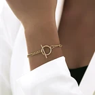 Новинка 2021, модный браслет-цепочка из кубинской стали, женский браслет-цепочка Королевского золотого цвета с переключателем и застежкой из нержавеющей стали, Подарочная бижутерия для женщин