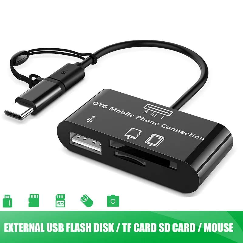 2 в 1 USB Type C кардридер OTG адаптер Micro SD/TF для Macbook смартфона кабель передачи данных U