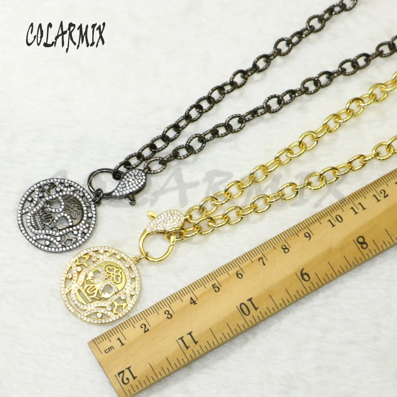 

3 strands Round Skull pendants necklace big lobster clasp link necklace jewels fashion jewelry accessories for women 50550