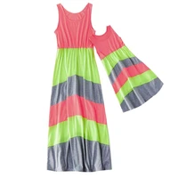 mother mommy daughter matching clothes sleeveless striped loose maxi tank dress