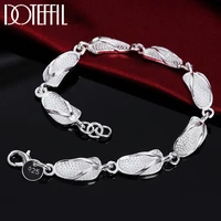 doteffil 925 sterling silver slippers shoe bracelet chain for women wedding engagement party fashion jewelry