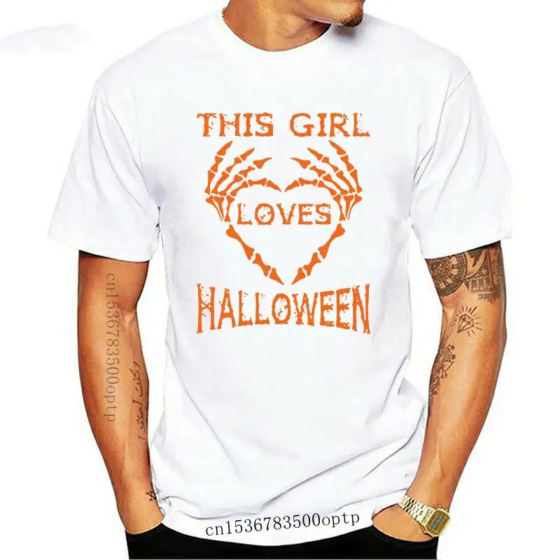 

2020 Fashion Men T shirt Womens This Girl Love Halloween Orange T shirt