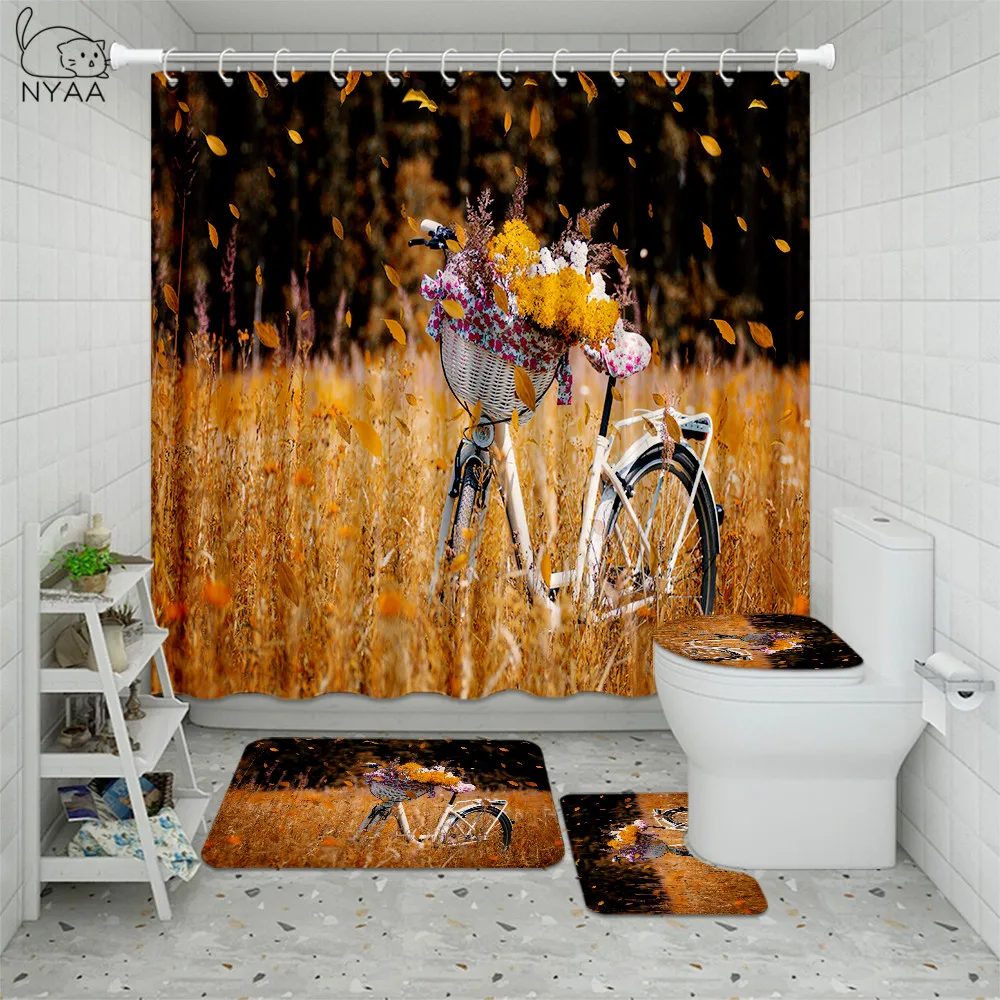 Занавеска для ванной из полиэстера с крючком деревянными досками | Дом и сад