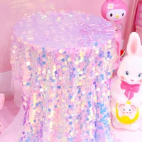 50130cm fish scale dream round sequin background fabrics laser shiny tablecloth shooting decoration home textile cloth