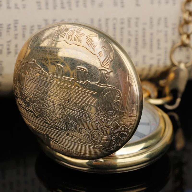 Vintage Collectible Antique Old Copper Mechanical Pocket Watch FOB Chain Hand Winding Roman numerals Clock PJX009