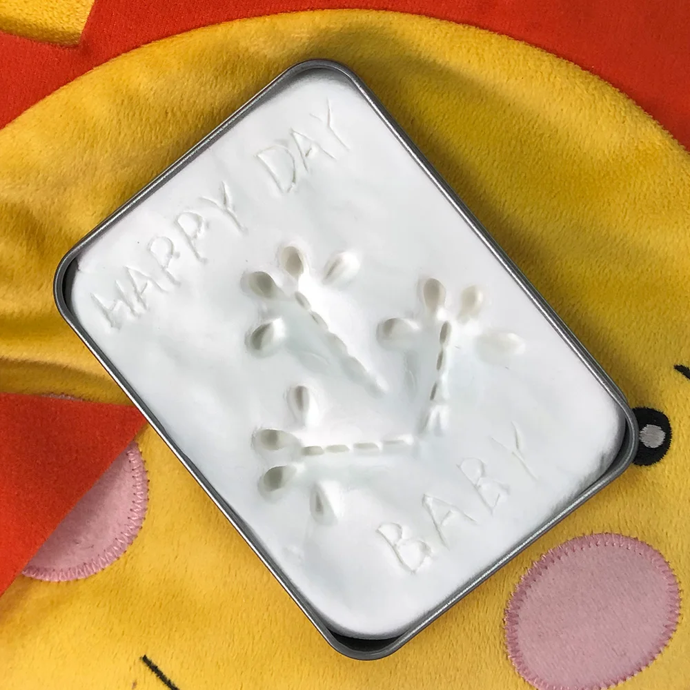 Huella de mano para beb&eacute; reci&eacute;n nacido, arcilla suave no t&oacute;xica, souvenires para beb&eacute;, almohadilla de tinta para mano para ni&ntilde;os de 0 a 6 meses, juguetes para huellas dactilares fundidos a mano-5