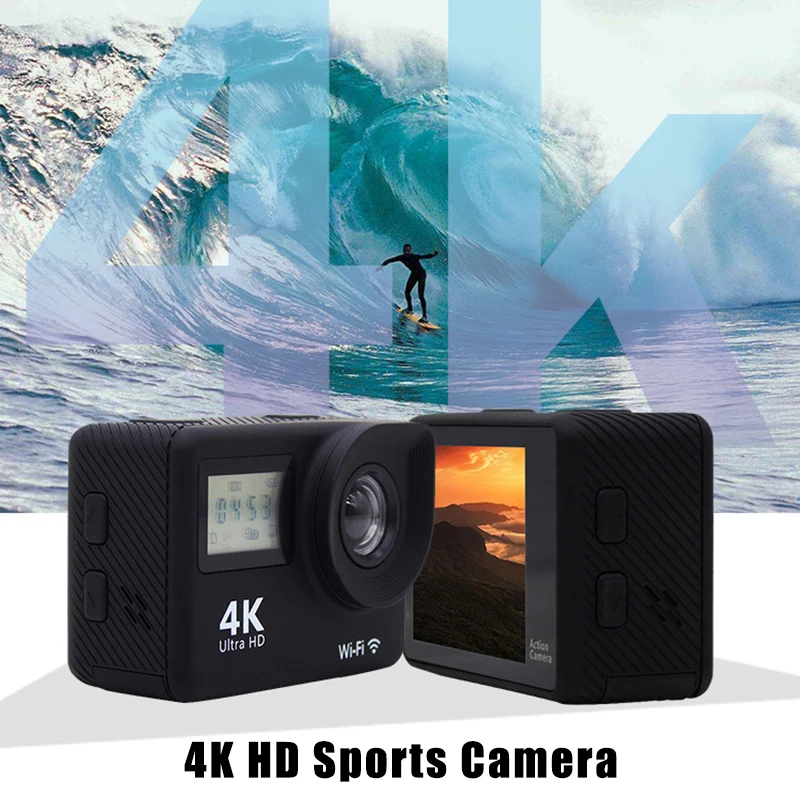 Скидка Экшн-камера 4K Wi-Fi Ultra HD, Спортивная камера, водонепроницаемая камера для подводного плавания с пультом дистанционного управления VH99