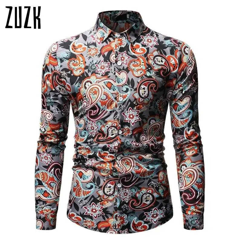 Мужская приталенная рубашка ZUZK стильная брендовая дизайнерская Классическая с