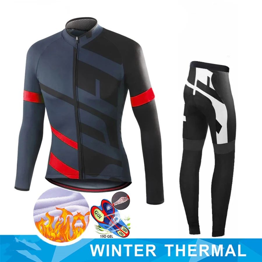 

2022 New Winter Cycling Suit 19D gel Bib Set Warm Wool Fleece Ropa Ciclismo Invierno Bicycle Men Triathlon Bike Jersey ciclismo