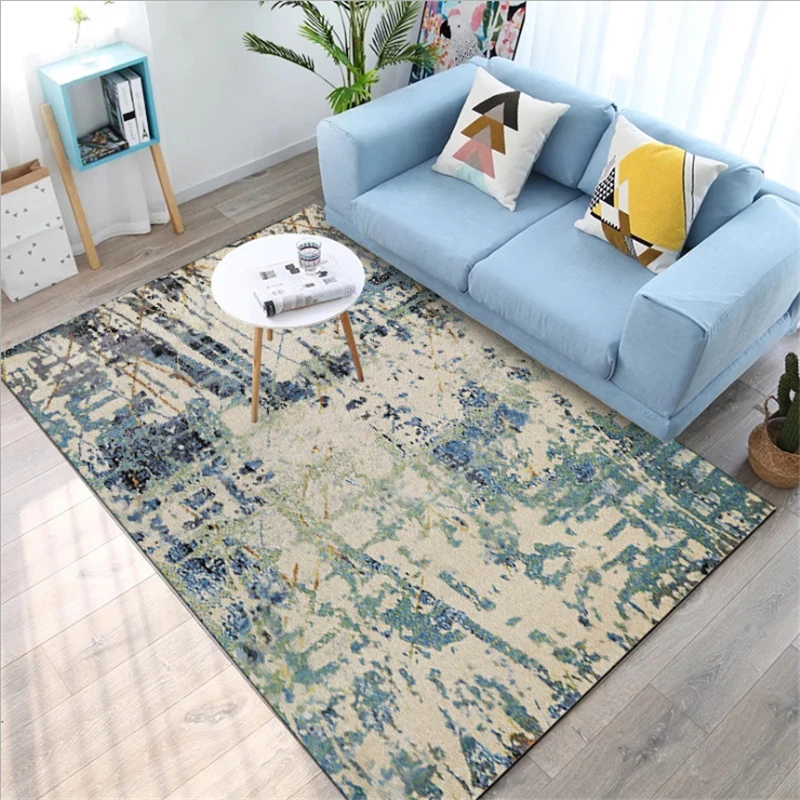 Напольные коврики в американском стиле с абстрактным рисунком голубые и зеленые