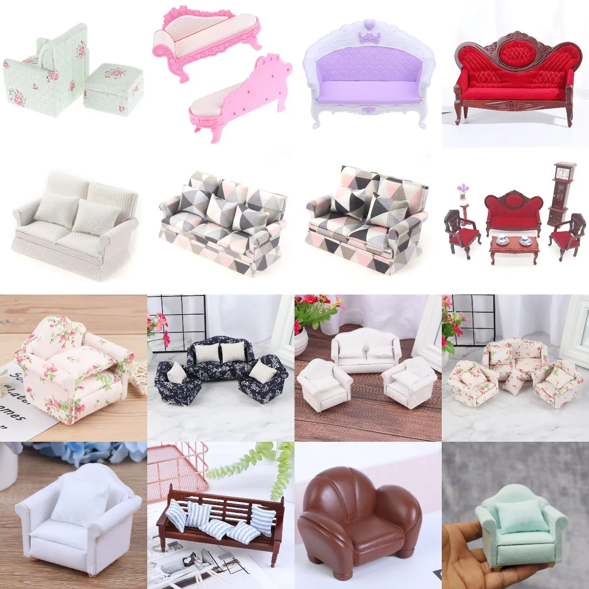 Set For Dolls Children Simulation Dollhouse Furniture Toys 1:12 Miniature Doll House