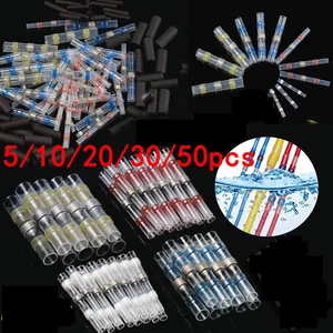 Термоусадочные стыковые клеммы, водонепроницаемое уплотнение для припоя, из луженой меди, для электрических проводов, клеммы для соединения кабеля, 6-26 AWG, 502010 шт.