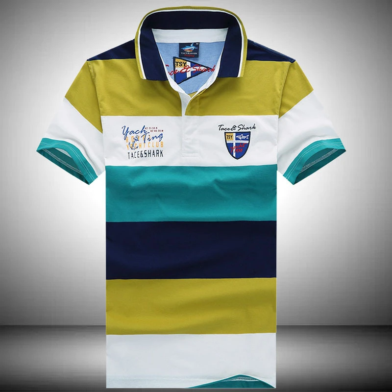 

Summer Men's Casual Breathable Striped Modal Short-Sleeve Lapel Embroidery Polo Shirt 2020 New Pure Cotton Fashion Shark Brand