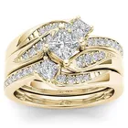 Принцесса 3 шт набор очаровательное желтое кольцо годовщина помолвки свадебные кольца ювелирные изделия для женщин