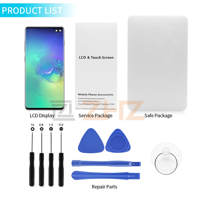 Для samsung Galaxy S10 lcd G973 S10 Plus G975 кодирующий преобразователь сенсорного экрана в сборе с рамкой s10