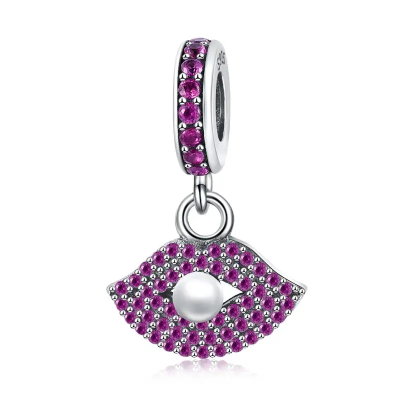 Lips shape pendant DALARAN 925 пробы серебро CZ прозрачные губы Любовь Подвеска с поцелуем Шарм для женщин модные подвески для изготовления украшений Braclelet& ожерелье - Цвет камня: Lips shape pendant