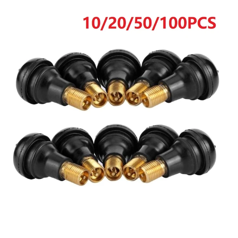 

10/20/50/100PCS Universal TR412 Snap-in Car Tubeless Tyre Valve Stems Rubber Copper Vacuum Tire Air Valve for Motorcycle