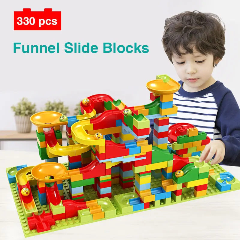 

330PCS Marble Race Run Small Block Maze Ball Track Building Blocks Funnel Slide Blocks DIY Assembly Bricks Toy For Children Gift