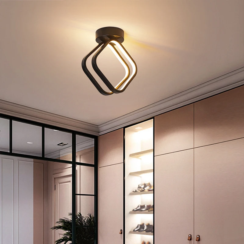 Modern simplicity LED Ceiling Lights For Bedroom Stairs Corridor White&Black Pendant Lamps Chandeliers Postmodern Minimalism