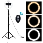 Кольцевой светильник для селфи, LED лампа с регулируемой яркостью, 10 дюймов, для Youtube, макияжа, прямых трансляций видео