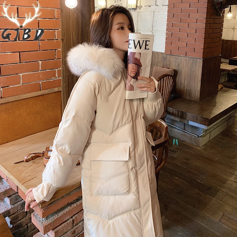

Winter Women's Down Puffer Long Jackets Baggy Thickening Warm Hooded Fluffy Collar Oversized Fashion Cotton Padded Bubble Coats
