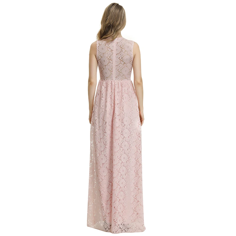 

Woman Dress Summer Sexy Hollow Lace Maxi Dress Women Fashion V Neck Sleeveless Split Elegant Elegance Ladies Long Dresses Robe