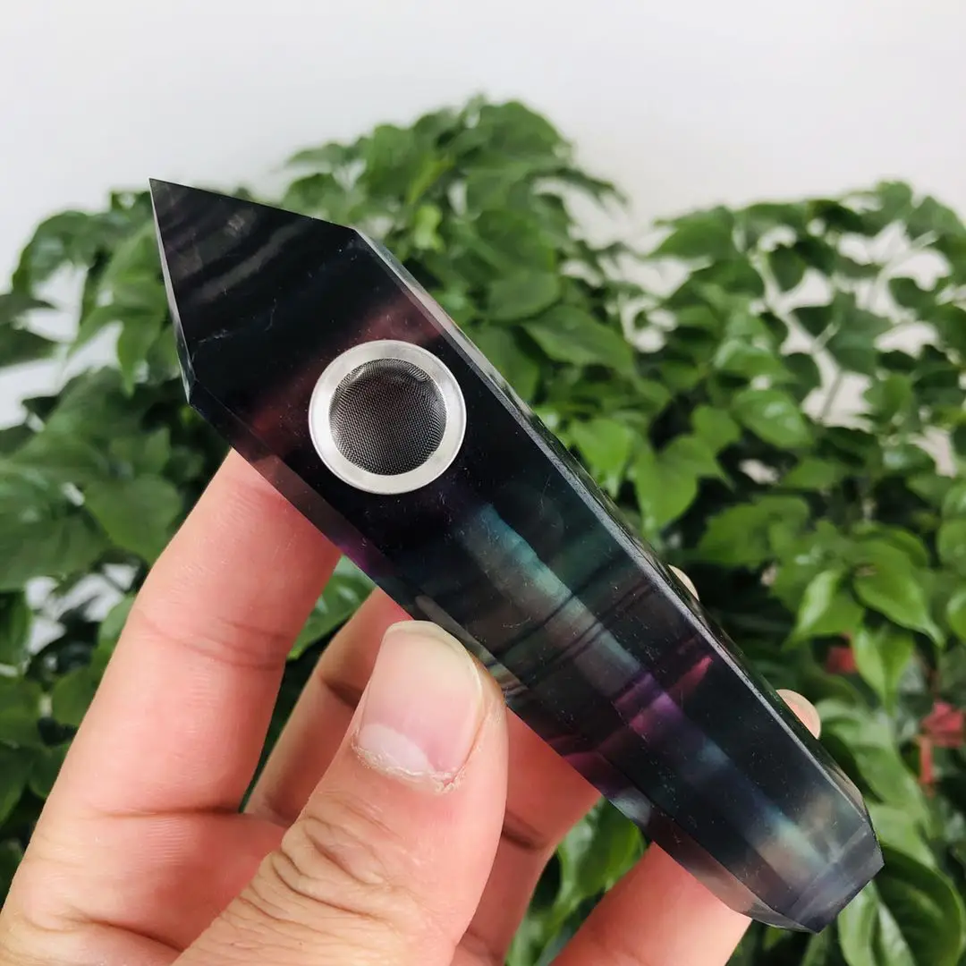 

MOKAGY 10cm Wholesale Natural Crystal Smoke Tube Fluorite Crystal Smoking Pipes 1pc