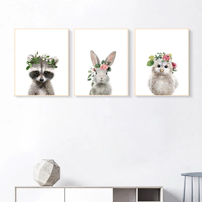 Плакаты с милыми животными кроликами декоративная картина на холсте Современная